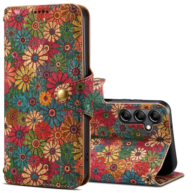 For Samsung Galaxy S24+ 5G Denior Flower Language Series Cork Fabric Oil Edge Leather Phone Case(Spring) - Galaxy S24+ 5G Cases by Denior | Online Shopping UK | buy2fix