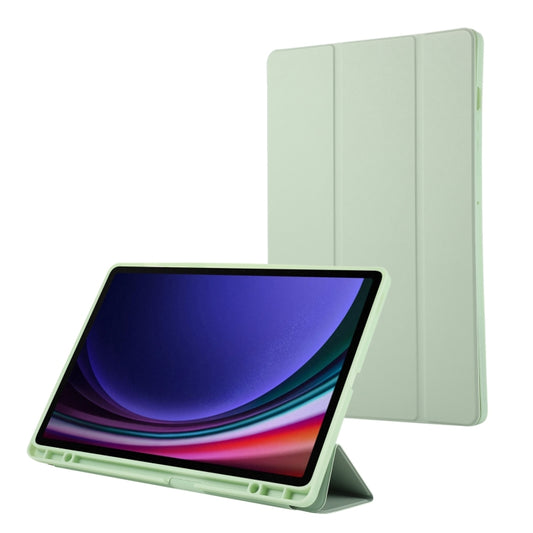 For Samsung Galaxy Tab S9+ 3-Fold Pure Color TPU Leather Tablet Case with Pen Slot(Green) - Galaxy Tab S9+ Cases by buy2fix | Online Shopping UK | buy2fix