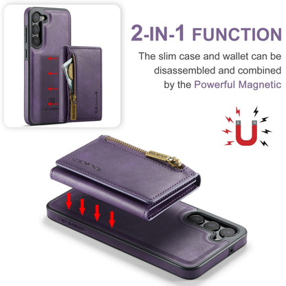 For Samsung Galaxy S23 DG.MING M5 Series Zip RFID Multi Card Detachable Leather Phone Case(Purple) - Galaxy S23 5G Cases by DG.MING | Online Shopping UK | buy2fix