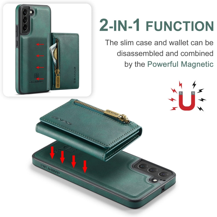 For Samsung Galaxy S22+ DG.MING M5 Series Zip RFID Multi Card Detachable Leather Phone Case(Green) - Galaxy S22+ 5G Cases by DG.MING | Online Shopping UK | buy2fix