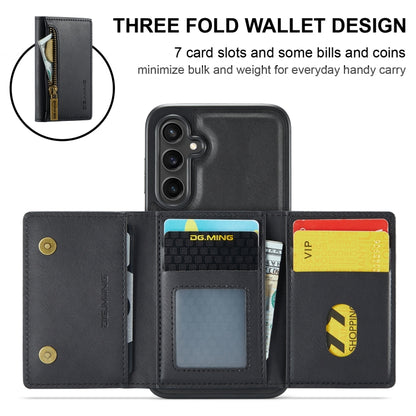 For Samsung Galaxy S23 FE 5G DG.MING M5 Series Zip RFID Multi Card Detachable Leather Phone Case(Black) - Galaxy S23 FE 5G Cases by DG.MING | Online Shopping UK | buy2fix