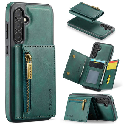 For Samsung Galaxy S24 5G DG.MING M5 Series Zip RFID Multi Card Detachable Leather Phone Case(Green) - Galaxy S24 5G Cases by DG.MING | Online Shopping UK | buy2fix