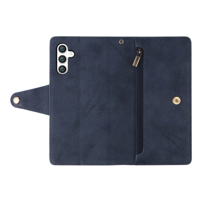 For Samsung Galaxy S24 5G Rivet Buckle 9 Cards 3-Fold Wallet Leather Phone Case(Blue) - Galaxy S24 5G Cases by buy2fix | Online Shopping UK | buy2fix