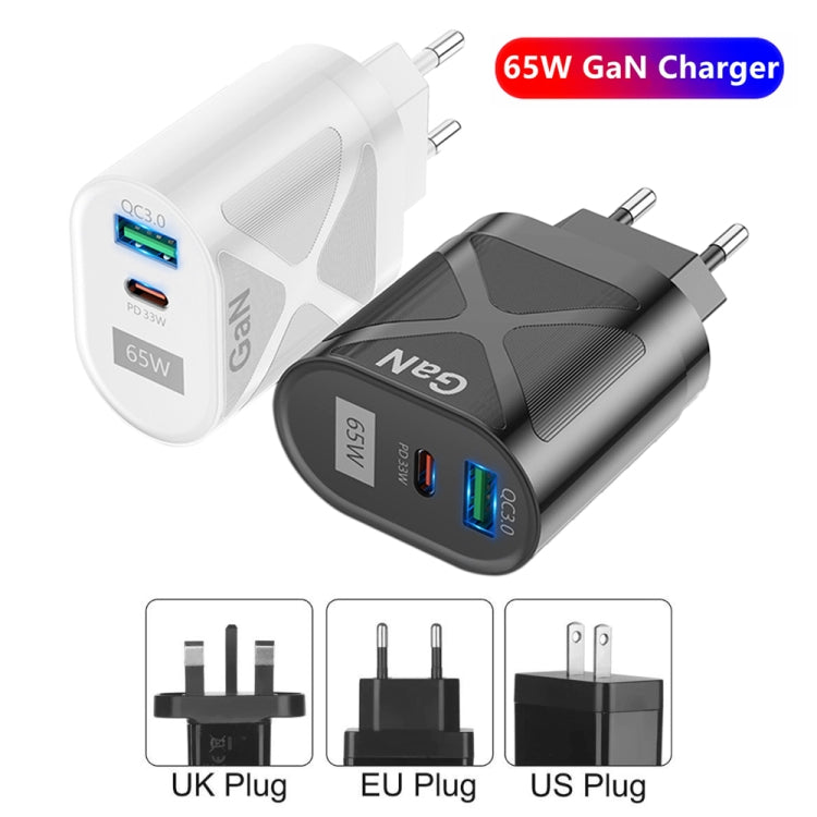 65W Gallium Nitride GaN389 USB + Type-C Fast Charging Charger, Plug Type:US Plug(Black) - USB Charger by buy2fix | Online Shopping UK | buy2fix