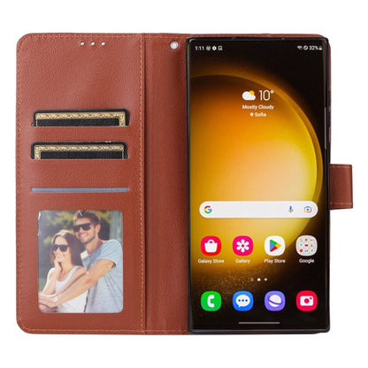 For Samsung Galaxy S24 Ultra 5G 3-Card Slots Multifunctional Leather Phone Case(Brown) - Galaxy S24 Ultra 5G Cases by buy2fix | Online Shopping UK | buy2fix