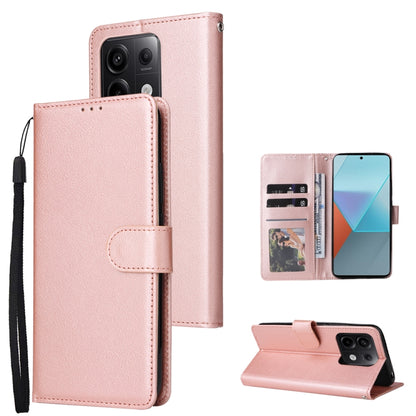 For Xiaomi Redmi Note 13 Pro 5G Multifunctional Horizontal Flip Leather Phone Case with Three Card Slot(Rose Gold) - Note 13 Pro Cases by buy2fix | Online Shopping UK | buy2fix