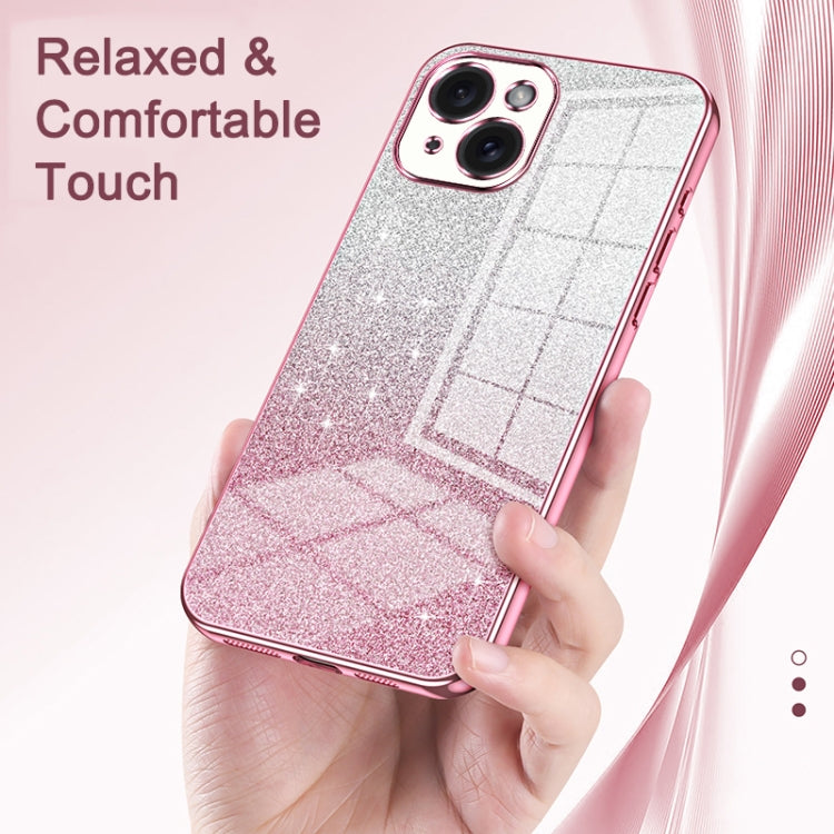 For iPhone 16 Pro Max Gradient Glitter Powder Electroplated Phone Case(Transparent) - iPhone 16 Pro Max Cases by buy2fix | Online Shopping UK | buy2fix