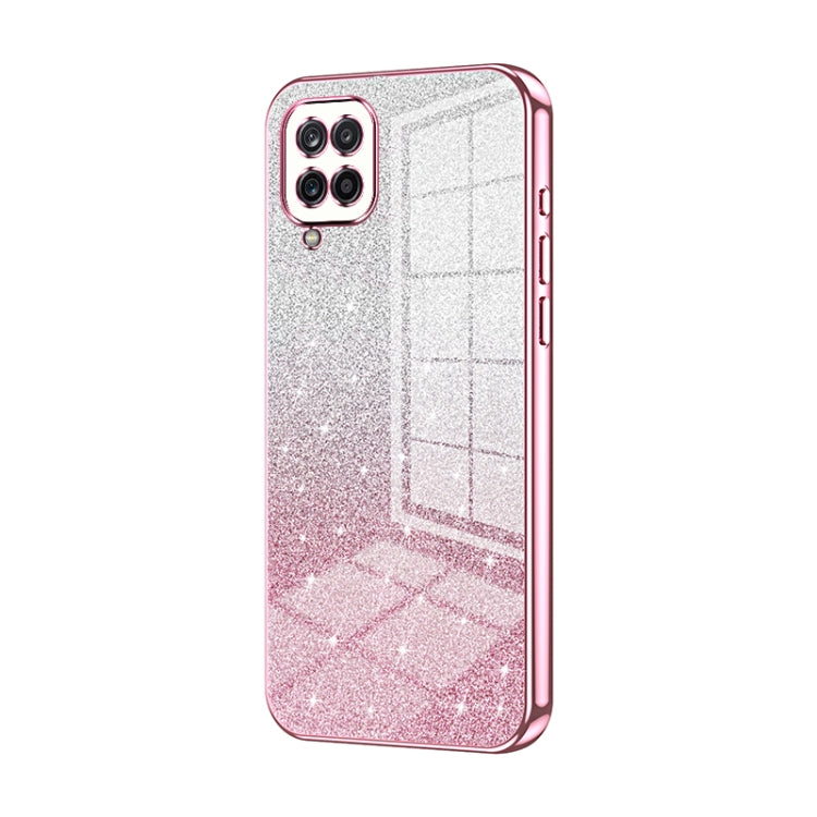 For Samsung Galaxy A12 4G / 5G Gradient Glitter Powder Electroplated Phone Case(Pink) - Galaxy Phone Cases by buy2fix | Online Shopping UK | buy2fix