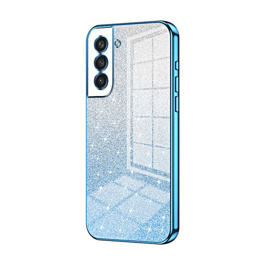 For Samsung Galaxy S21+ 5G Gradient Glitter Powder Electroplated Phone Case(Blue) - Galaxy S21+ 5G Cases by buy2fix | Online Shopping UK | buy2fix