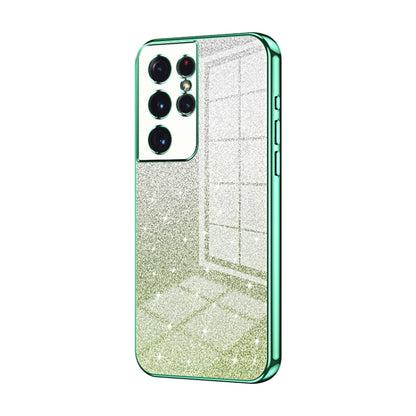 For Samsung Galaxy S21 Ultra 5G Gradient Glitter Powder Electroplated Phone Case(Green) - Galaxy S21 Ultra 5G Cases by buy2fix | Online Shopping UK | buy2fix