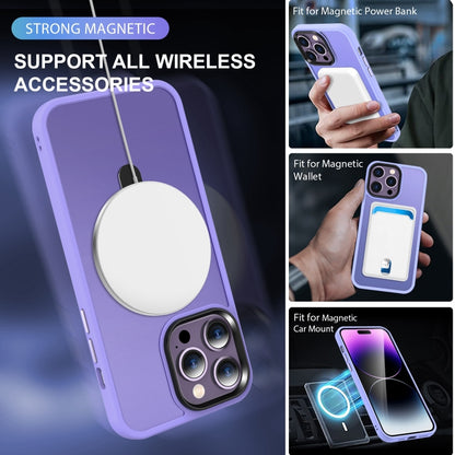 For iPhone 15 Pro MagSafe Holder Skin-feel PC Hybrid TPU Phone Case(Purple) - iPhone 15 Pro Cases by buy2fix | Online Shopping UK | buy2fix