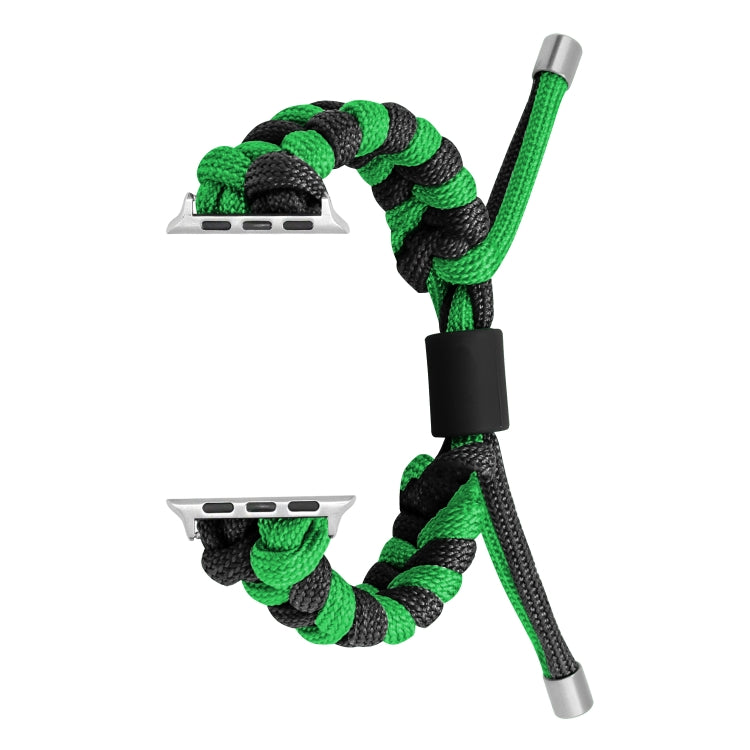 For Apple Watch Ultra 2 49mm Paracord Fishtail Braided Silicone Bead Watch Band(Black Green) - Watch Bands by buy2fix | Online Shopping UK | buy2fix