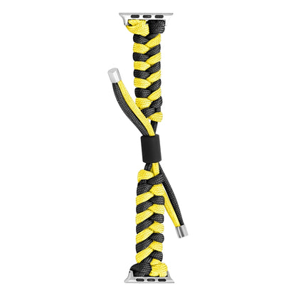 For Apple Watch Ultra 2 49mm Paracord Fishtail Braided Silicone Bead Watch Band(Black Yellow) - Watch Bands by buy2fix | Online Shopping UK | buy2fix