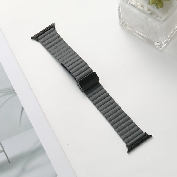 For Apple Watch SE 2022 40mm Water Ripple Magnetic Folding Buckle Watch Band, Style: Bold Version(Grey) - Watch Bands by buy2fix | Online Shopping UK | buy2fix