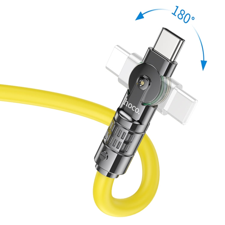 hoco U118 Kaidi 100W USB to USB-C/Type-C Rotating Charging Data Cable, Length: 1.2m(Yellow) - USB-C & Type-C Cable by hoco | Online Shopping UK | buy2fix