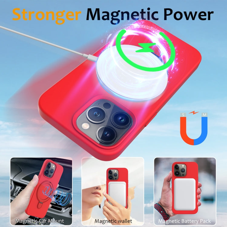 For iPhone 13 Pro Max MagSafe Magnetic Liquid Silicone Phone Case with Ring Holder(Red) - iPhone 13 Pro Max Cases by buy2fix | Online Shopping UK | buy2fix