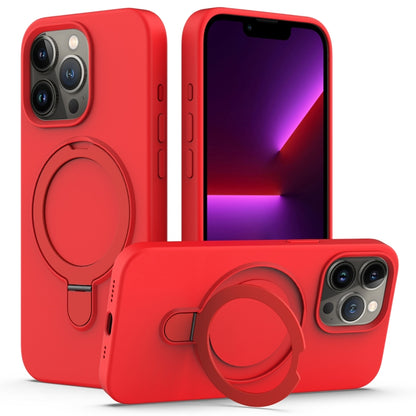 For iPhone 15 Pro Max Liquid Silicone MagSafe Magnetic Phone Case with Ring Holder(Red) - iPhone 15 Pro Max Cases by buy2fix | Online Shopping UK | buy2fix