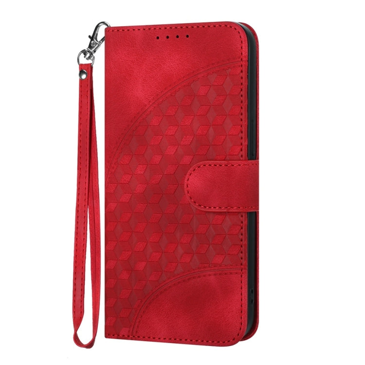 For iPhone 16 Plus YX0060 Elephant Head Embossed Phone Leather Case with Lanyard(Red) - iPhone 16 Plus Cases by buy2fix | Online Shopping UK | buy2fix