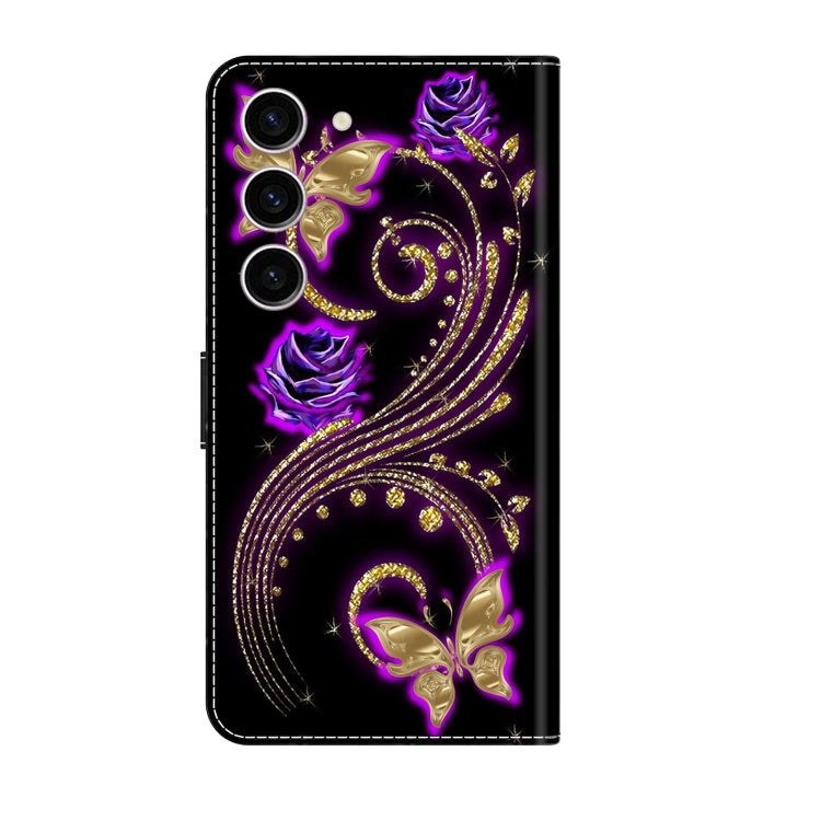 For Samsung Galaxy S24+ 5G Crystal 3D Shockproof Protective Leather Phone Case(Purple Flower Butterfly) - Galaxy S24+ 5G Cases by buy2fix | Online Shopping UK | buy2fix