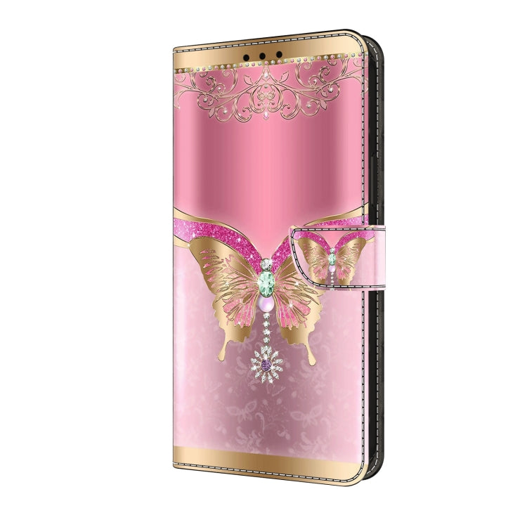 For Samsung Galaxy A35 5G Crystal 3D Shockproof Protective Leather Phone Case(Pink Bottom Butterfly) - Galaxy Phone Cases by buy2fix | Online Shopping UK | buy2fix