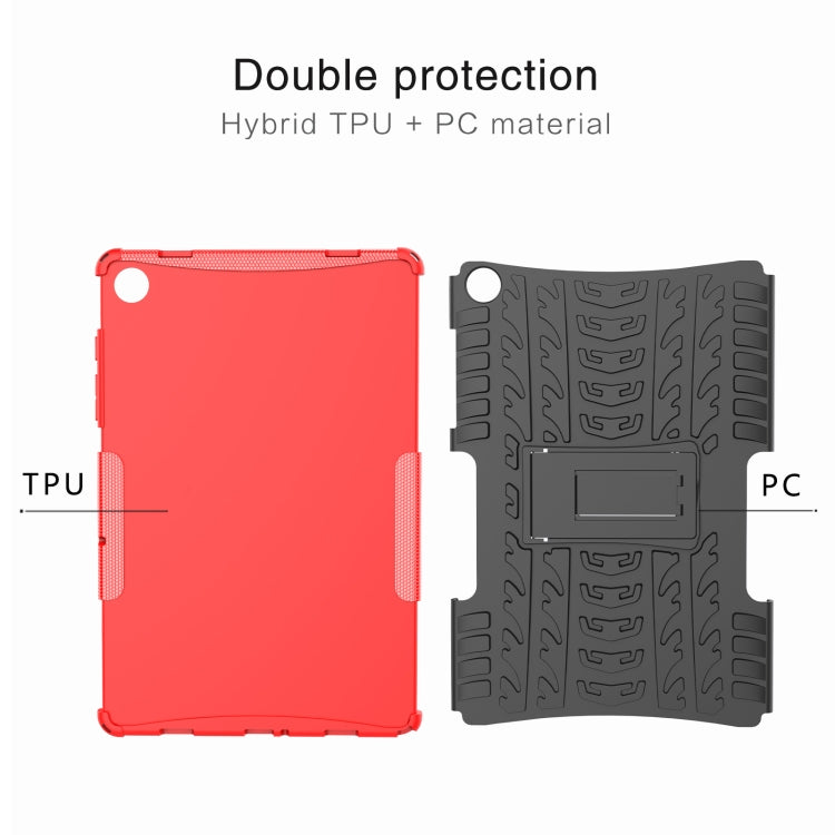 For Samsung Galaxy Tab A9+ Tire Texture TPU + PC Tablet Case with Holder(Red) - Galaxy Tab A9+ by buy2fix | Online Shopping UK | buy2fix