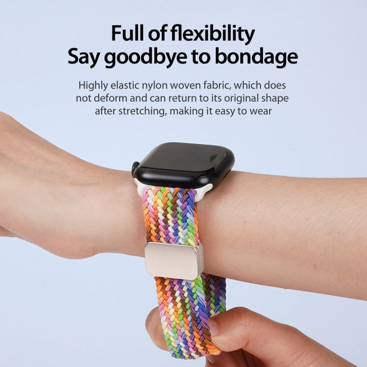 For Apple Watch Series 7 45mm DUX DUCIS Mixture Pro Series Magnetic Buckle Nylon Braid Watch Band(New Rainbow) - Watch Bands by DUX DUCIS | Online Shopping UK | buy2fix