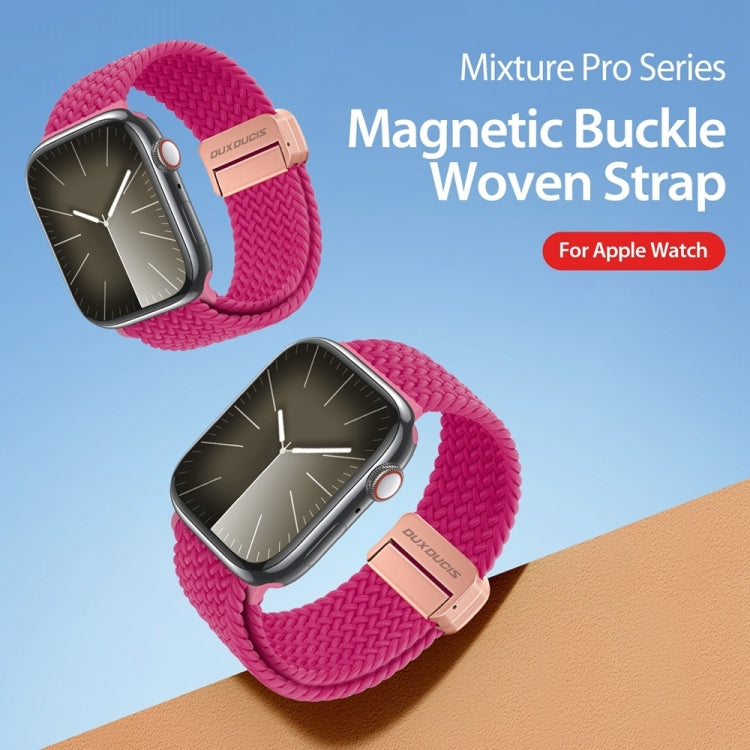 For Apple Watch Series 10 42mm DUX DUCIS Mixture Pro Series Magnetic Buckle Nylon Braid Watch Band(Raspberry Color) - Watch Bands by DUX DUCIS | Online Shopping UK | buy2fix