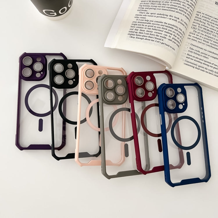 For iPhone 14 Pro Colorful Two-Color Lens Film MagSafe Magnetic Horn Acrylic+TPU Case(Blue) - iPhone 14 Pro Cases by buy2fix | Online Shopping UK | buy2fix