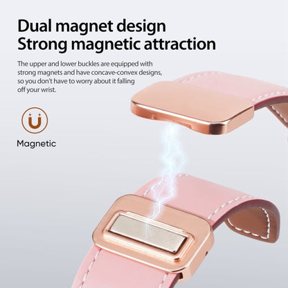 For Apple Watch SE 2023 40mm DUX DUCIS YA Series Magnetic Buckle Genuine Leather Watch Band(Pink) - Watch Bands by DUX DUCIS | Online Shopping UK | buy2fix