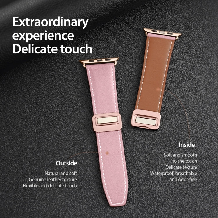 For Apple Watch Series 6 40mm DUX DUCIS YA Series Magnetic Buckle Genuine Leather Watch Band(Pink) - Watch Bands by DUX DUCIS | Online Shopping UK | buy2fix