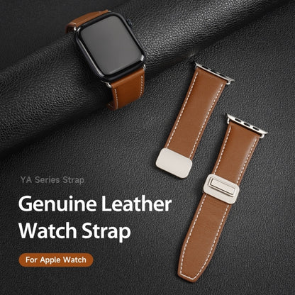 For Apple Watch Series 6 44mm DUX DUCIS YA Series Magnetic Buckle Genuine Leather Watch Band(Brown) - Watch Bands by DUX DUCIS | Online Shopping UK | buy2fix