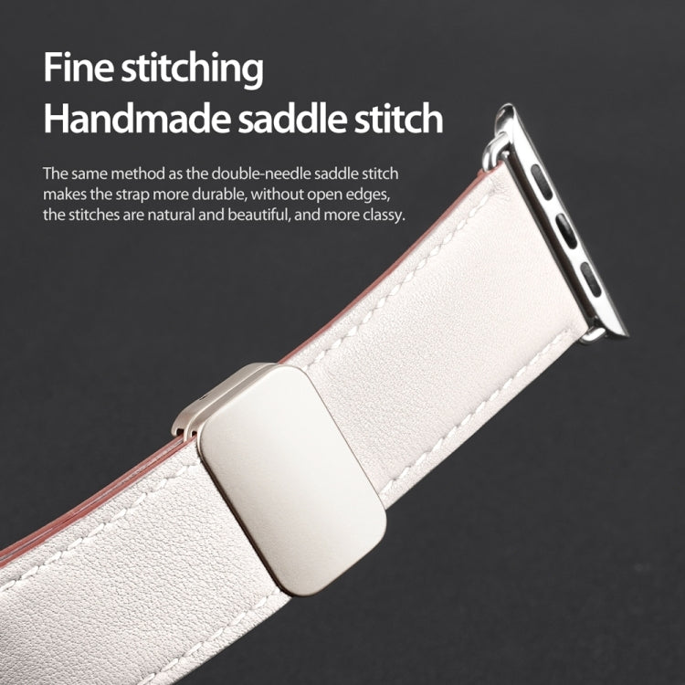 For Apple Watch 38mm DUX DUCIS YA Series Magnetic Buckle Genuine Leather Watch Band(White) - Watch Bands by DUX DUCIS | Online Shopping UK | buy2fix