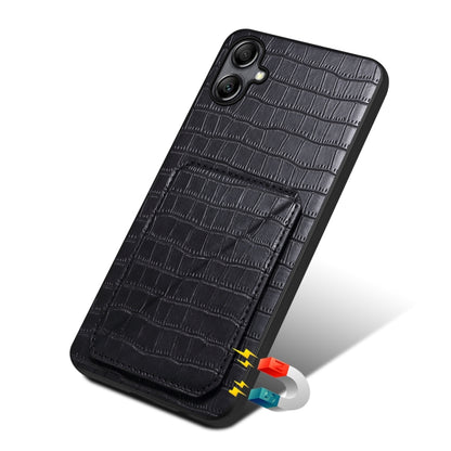For Samsung Galaxy A32 5G Denior Imitation Crocodile Leather Back Phone Case with Holder(Black) - Galaxy Phone Cases by Denior | Online Shopping UK | buy2fix