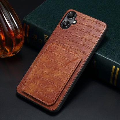 For Samsung Galaxy A52 4G / 5G Denior Imitation Crocodile Leather Back Phone Case with Holder(Brown) - Galaxy Phone Cases by Denior | Online Shopping UK | buy2fix