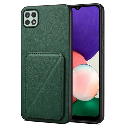 For Samsung Galaxy A22 5G Denior Imitation Calf Leather Back Phone Case with Holder(Green) - Galaxy Phone Cases by Denior | Online Shopping UK | buy2fix