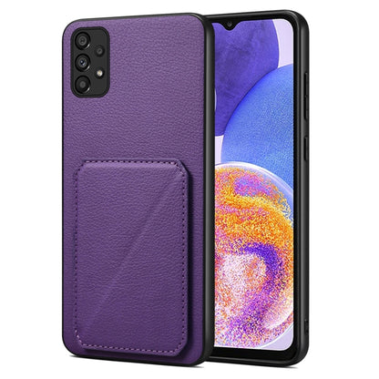 For Samsung Galaxy A23 5G / 4G Denior Imitation Calf Leather Back Phone Case with Holder(Purple) - Galaxy Phone Cases by Denior | Online Shopping UK | buy2fix