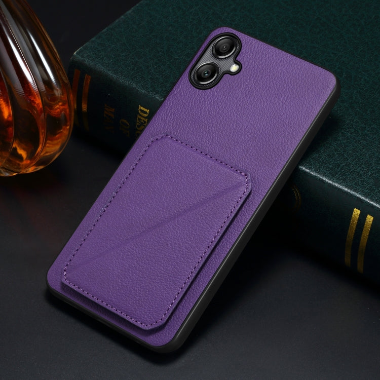 For Samsung Galaxy S23 5G Denior Imitation Calf Leather Back Phone Case with Holder(Purple) - Galaxy S23 5G Cases by Denior | Online Shopping UK | buy2fix