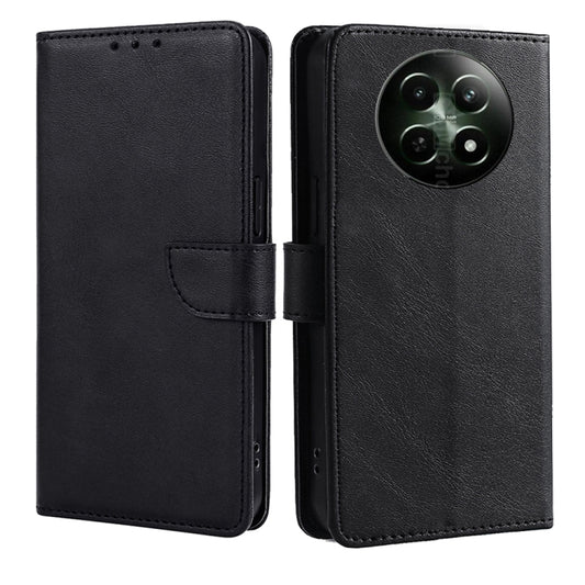 For Realme 12 5G Calf Texture Buckle Flip Leather Phone Case(Black) - Realme Cases by buy2fix | Online Shopping UK | buy2fix