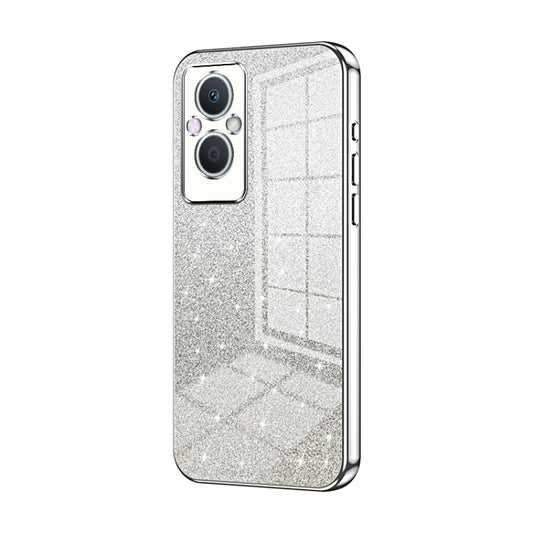 For OPPO Reno7 Z 5G / F21 Pro 5G Gradient Glitter Powder Electroplated Phone Case(Silver) - OPPO Cases by buy2fix | Online Shopping UK | buy2fix