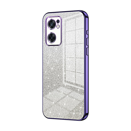 For OPPO Reno7 SE Gradient Glitter Powder Electroplated Phone Case(Purple) - OPPO Cases by buy2fix | Online Shopping UK | buy2fix