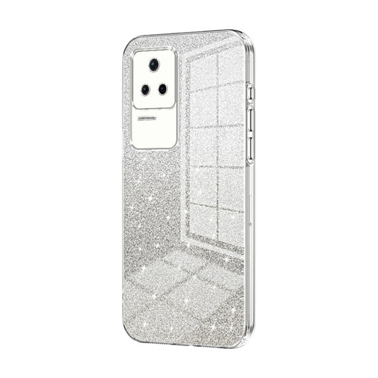 For Xiaomi Redmi K40S / Poco F4 Gradient Glitter Powder Electroplated Phone Case(Transparent) - Xiaomi Cases by buy2fix | Online Shopping UK | buy2fix