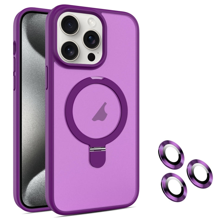 For iPhone 15 Pro MagSafe Magnetic Holder Phone Case(Dark Purple) - iPhone 15 Pro Cases by buy2fix | Online Shopping UK | buy2fix