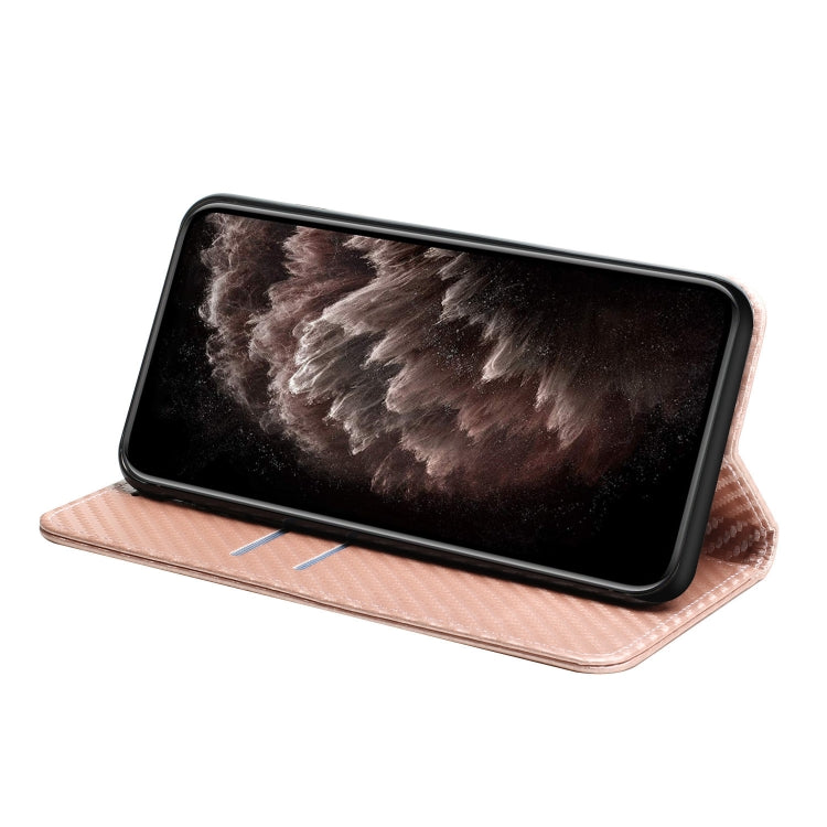 For Xiaomi Redmi Note 13 Pro 5G Carbon Fiber Texture Flip Holder Leather Phone Case(Rose Gold) - Note 13 Pro Cases by buy2fix | Online Shopping UK | buy2fix