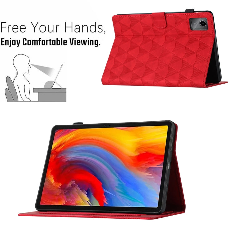 For Lenovo Tab M11/Xiaoxin Pad 11 2024 Diamond Texture Embossed Leather Smart Tablet Case(Red) - Lenovo by buy2fix | Online Shopping UK | buy2fix