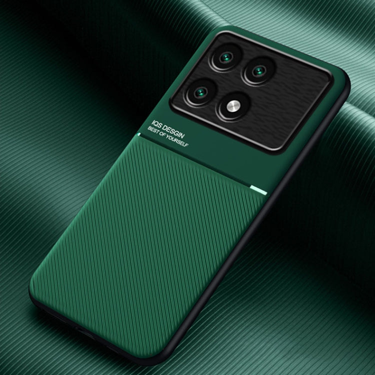 For Xiaomi Redmi K70 Classic Tilt Strip Grain Magnetic Shockproof PC + TPU Phone Case(Green) - K70 Cases by buy2fix | Online Shopping UK | buy2fix