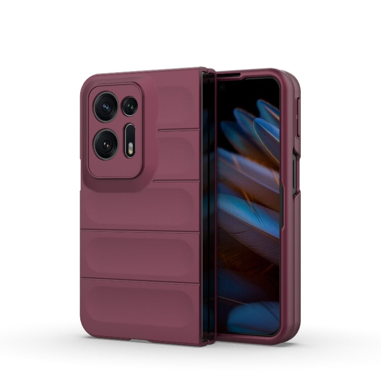 For OPPO Find N2 Magic Shield Fold PC Shockproof Phone Case(Wine Red) - OPPO Cases by buy2fix | Online Shopping UK | buy2fix