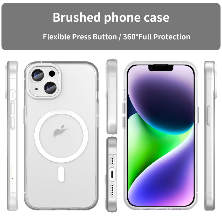 For iPhone 15 MagSafe Frosted Translucent TPU + PC Full Coverage Phone Case(White) - iPhone 15 Cases by buy2fix | Online Shopping UK | buy2fix