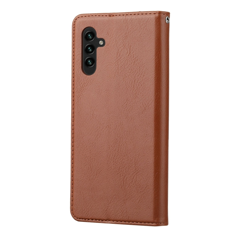 For Samsung Galaxy S25 5G Knead Skin Texture Flip Leather Phone Case(Brown) - Galaxy S25 5G Cases by buy2fix | Online Shopping UK | buy2fix