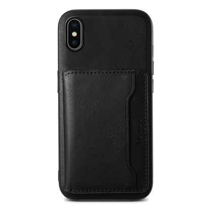 For iPhone X / XS Denior Cowhide Texture Leather MagSafe Detachable Wallet Phone Case(Black) - More iPhone Cases by Denior | Online Shopping UK | buy2fix