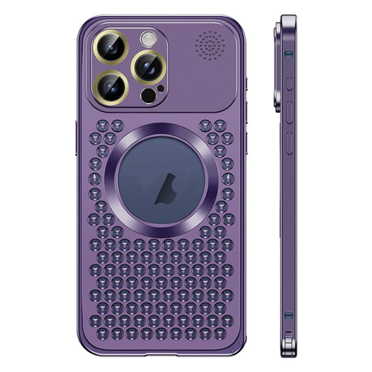 For iPhone 14 Pro Max Spring Buckle MagSafe Magnetic Metal Aromatherapy Phone Case(Purple) - iPhone 14 Pro Max Cases by buy2fix | Online Shopping UK | buy2fix